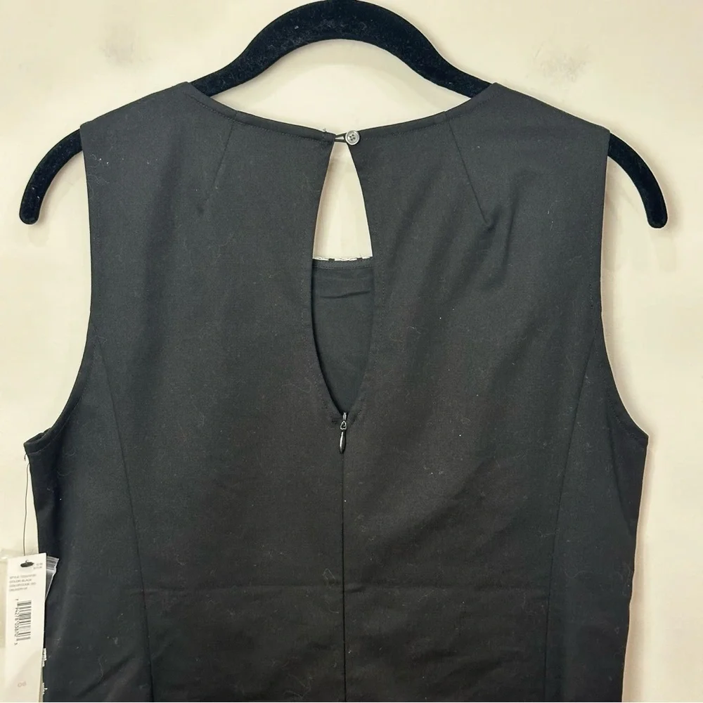 DKNYC Woven Shift Dress Black White Linen Cotton Sleeveless - Picture 3 of 7